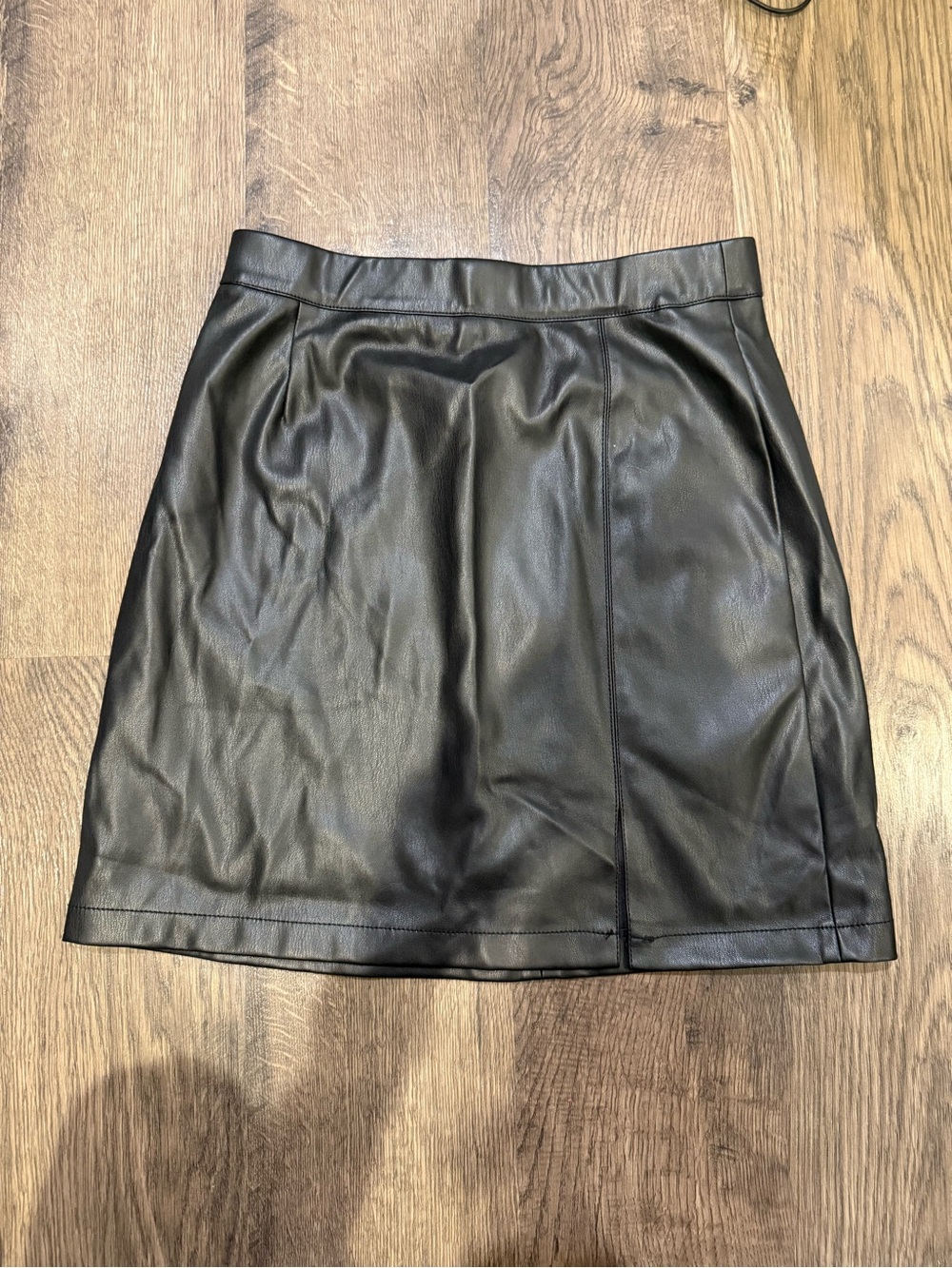 Black Faux Leather A-Line Mini Skirt